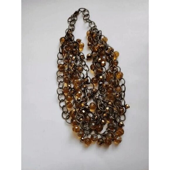 Crystal Bronze Chain Statement Necklace - Picture 2 of 7